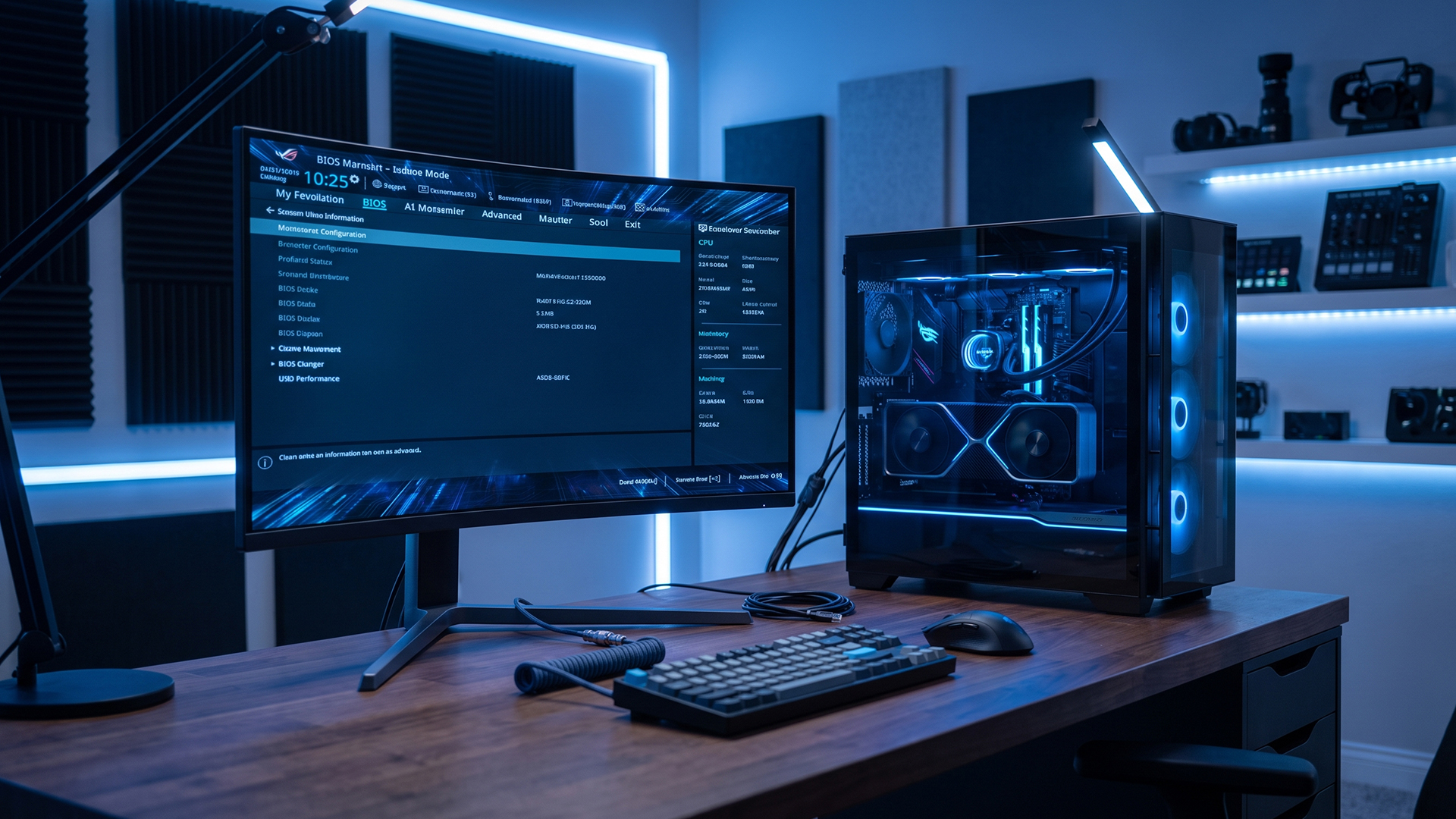 ASUS PC monitor showing BIOS settings menu.