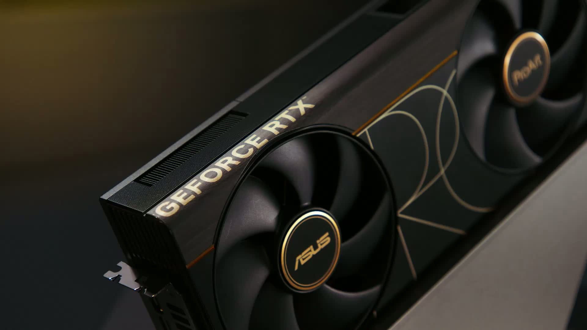 Close-up of the fan design and branding on the ASUS ProArt RTX 5090.