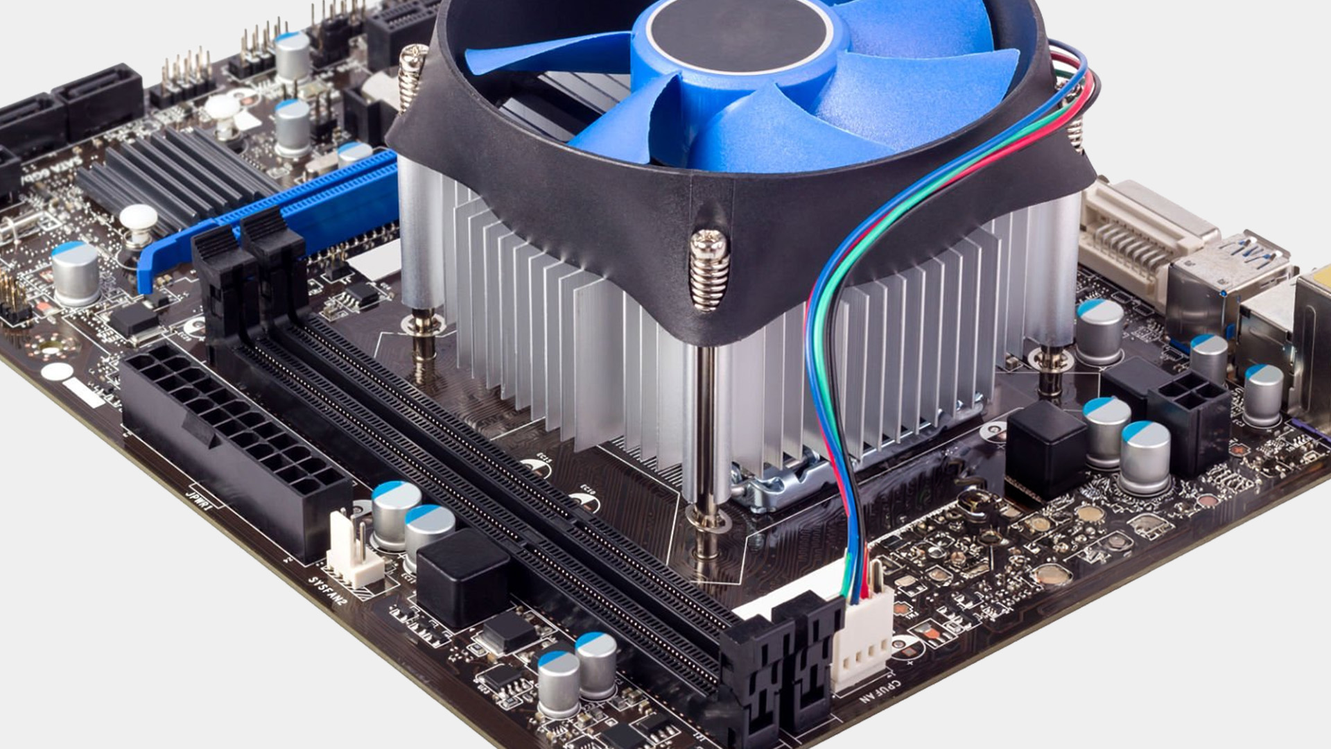 Diagram showing an AIO liquid cooler's pump and fan cables connecting to motherboard headers.