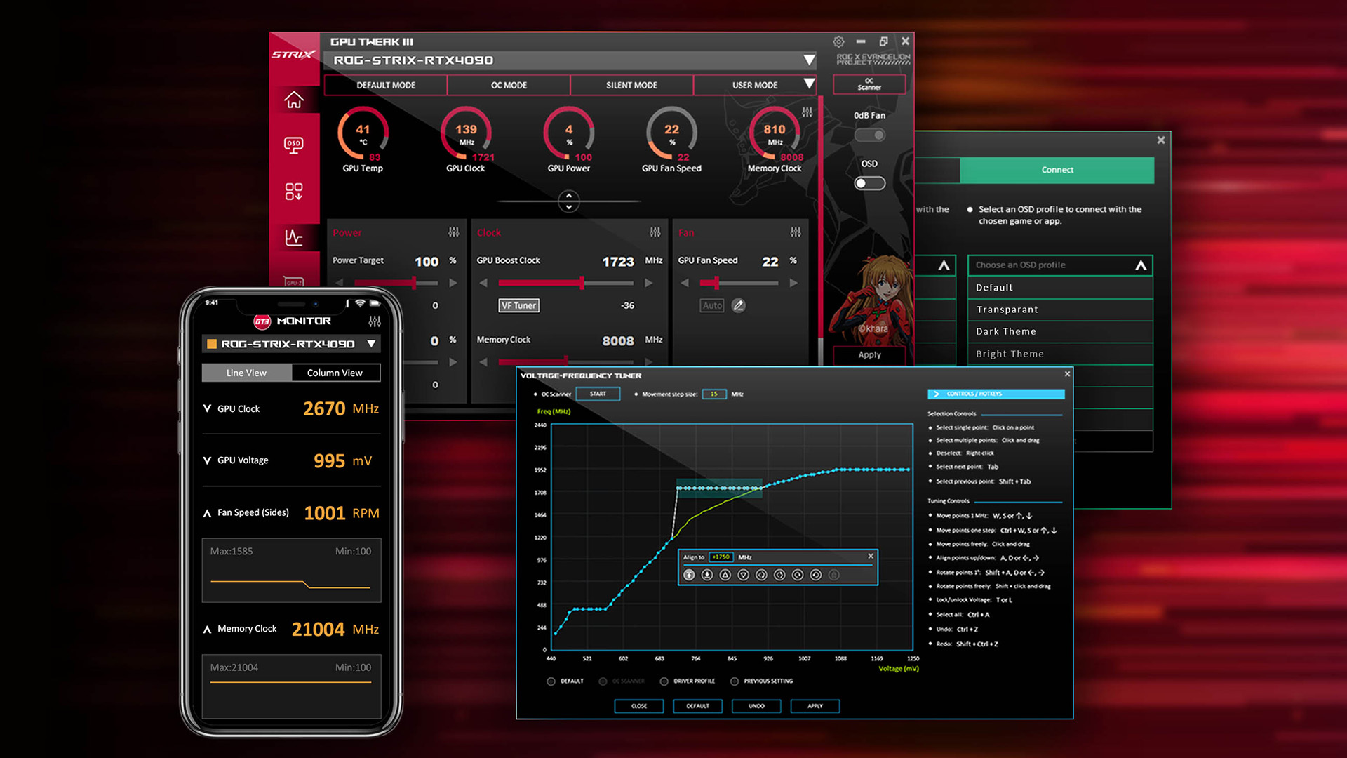 Detailed software interface for monitoring and tuning graphics card performance.
