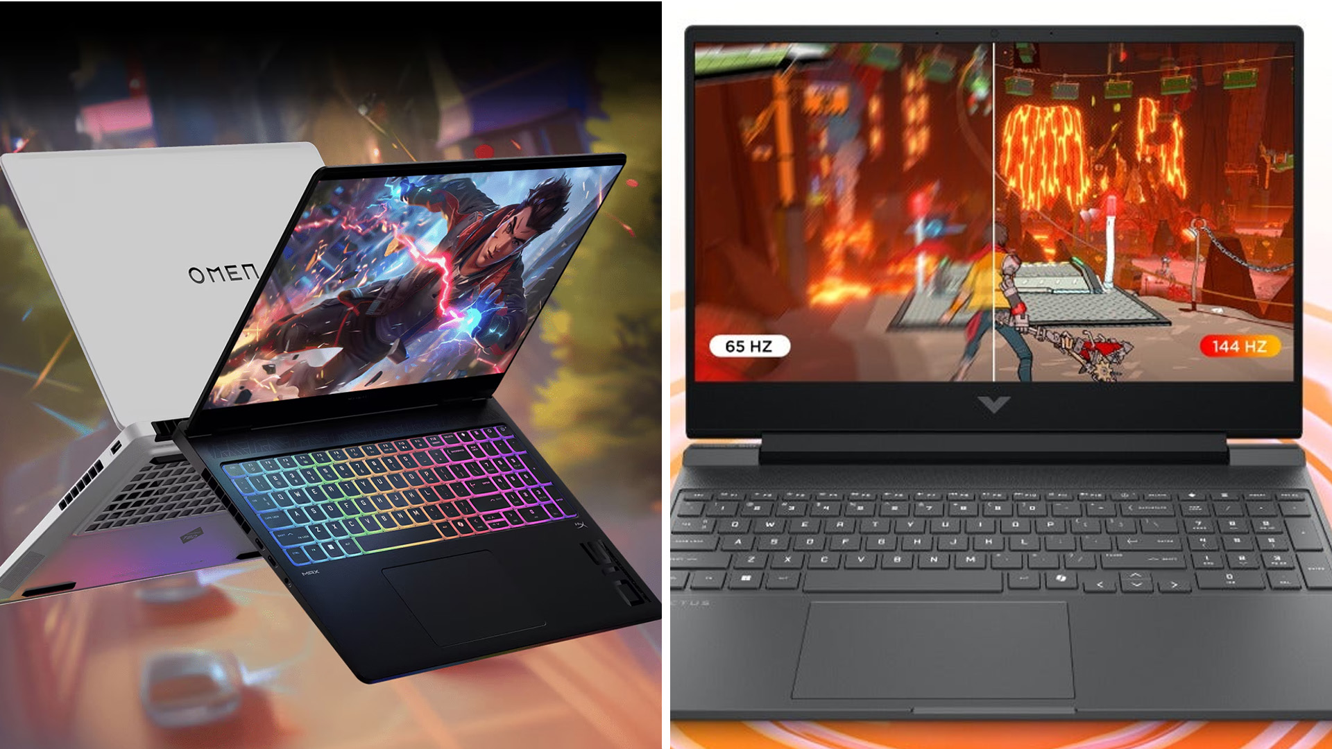 Comparison of HP OMEN and Victus gaming laptop displays.