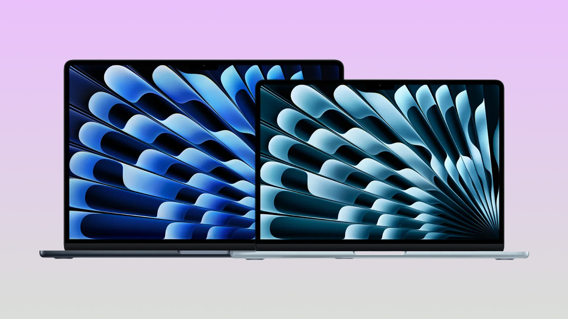 Front view showing the Liquid Retina displays of 13-inch and 15-inch MacBook Air models.