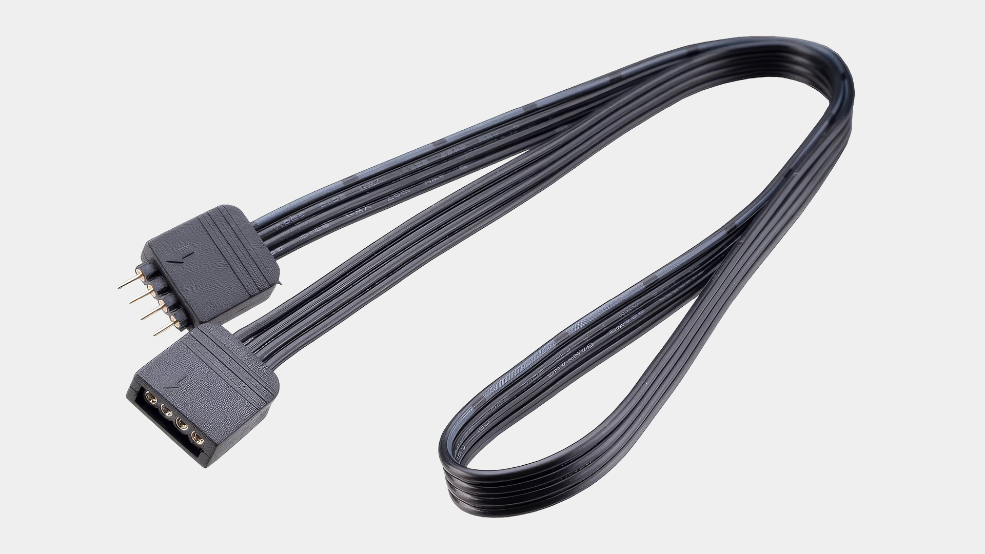 A black RGB lighting extension cable featuring male and female connector pins.