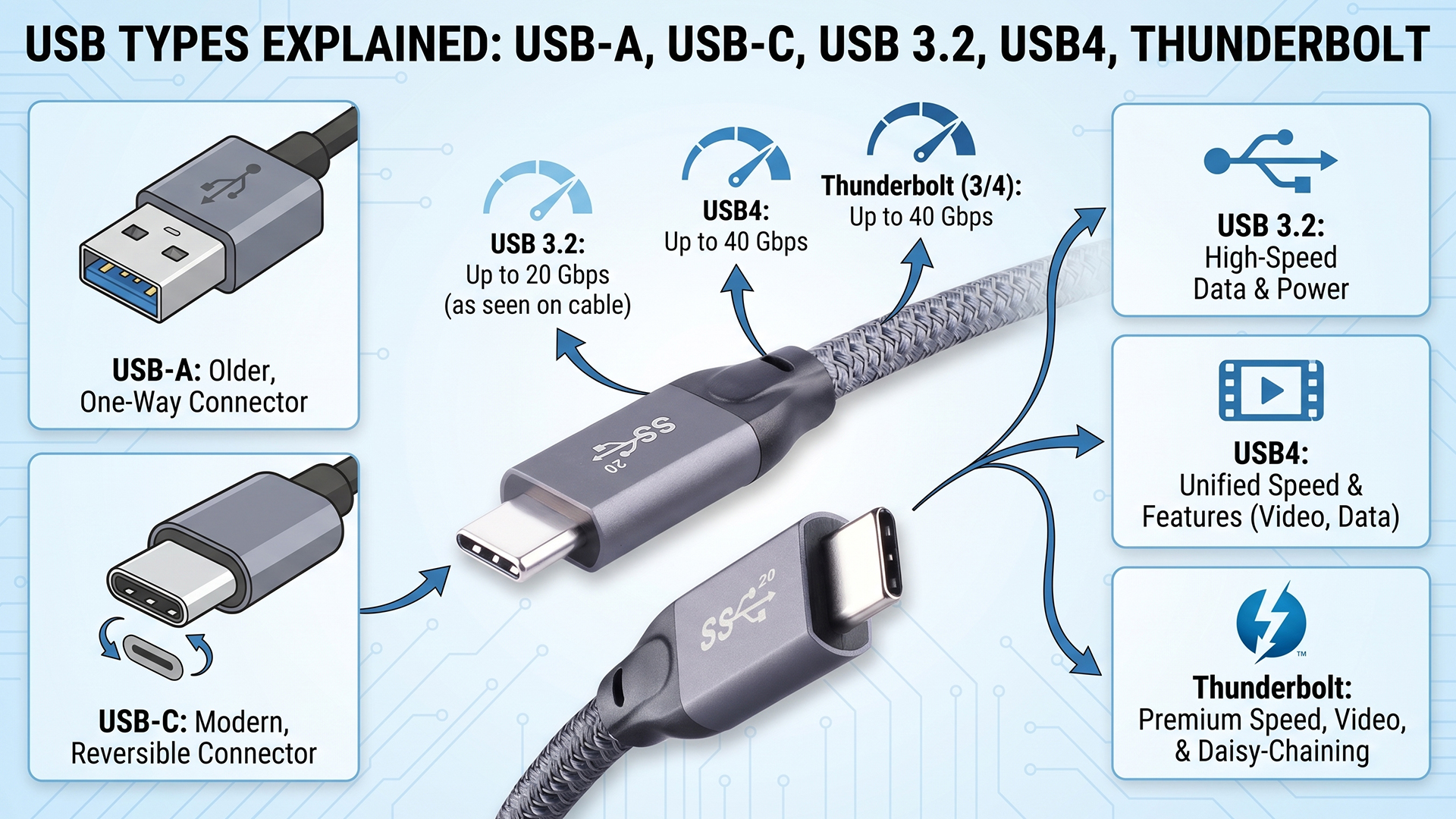USB Types Explained: USB-A, USB-C, USB4 and Thunderbolt