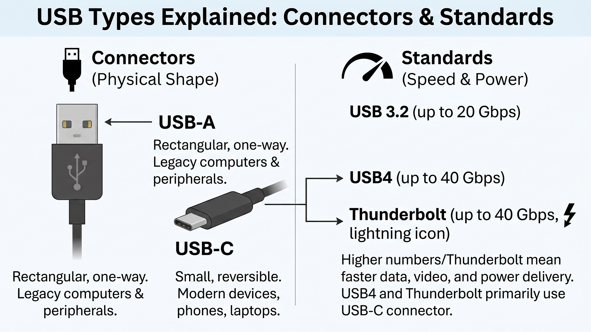 USB Types Explained: USB-A, USB-C, USB4 and Thunderbolt